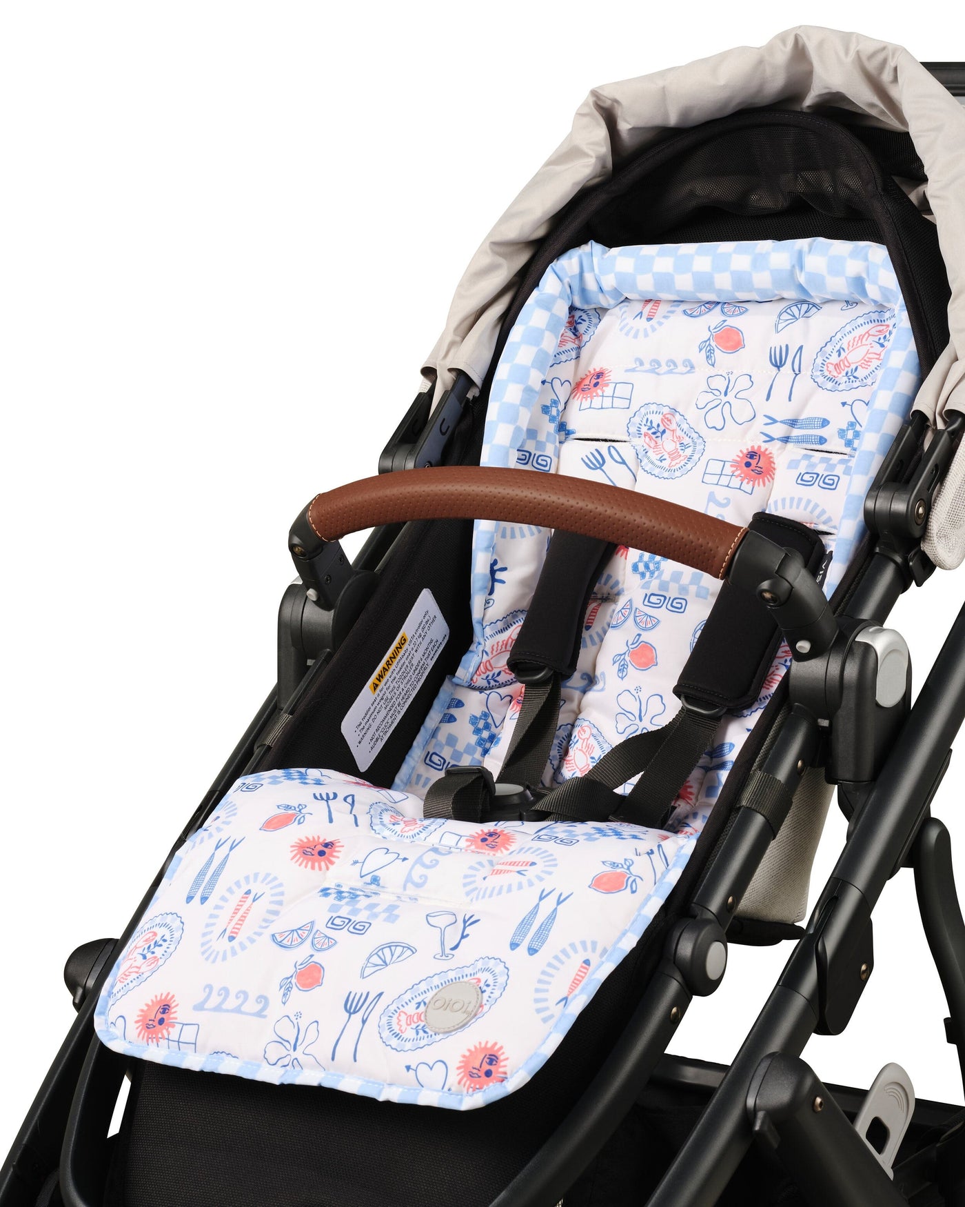 OiOi - Reversible pram liner - Mediterranean/Blue Check Pram Accessories OiOi 