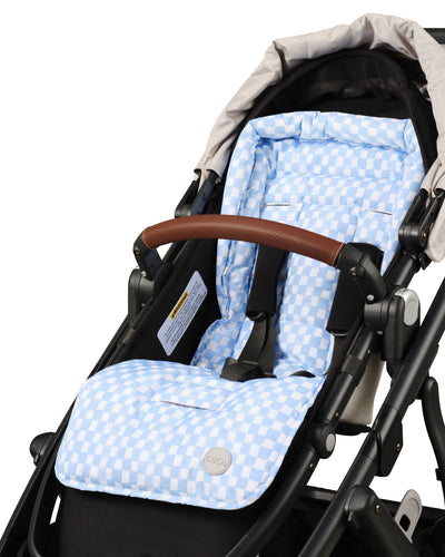 OiOi - Reversible pram liner - Mediterranean/Blue Check Pram Accessories OiOi 