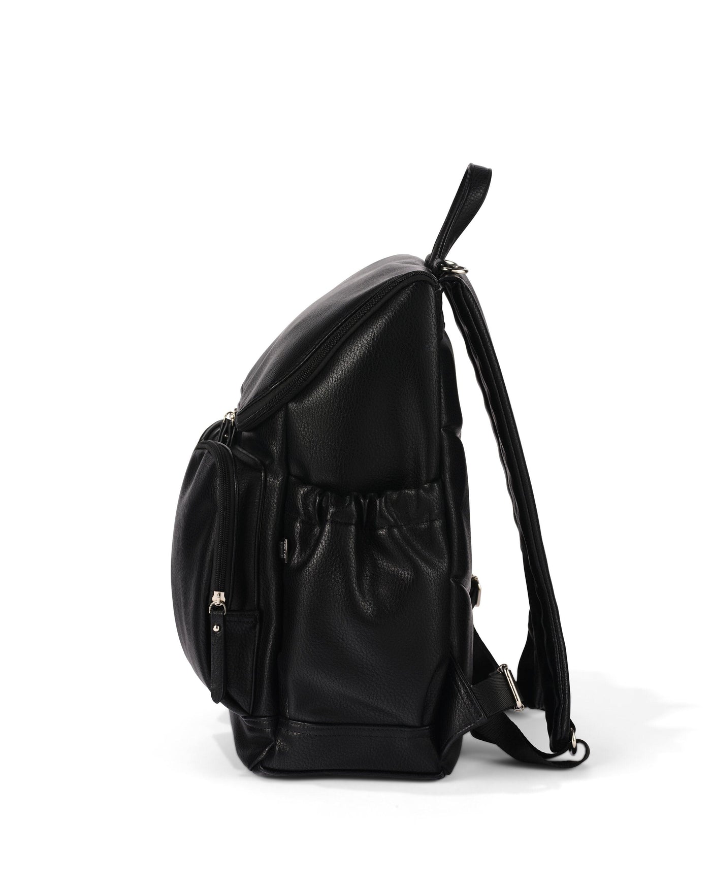 OiOi - Signature Nappy Backpack - Black Dimple Vegan Leather Backpacks OiOi 