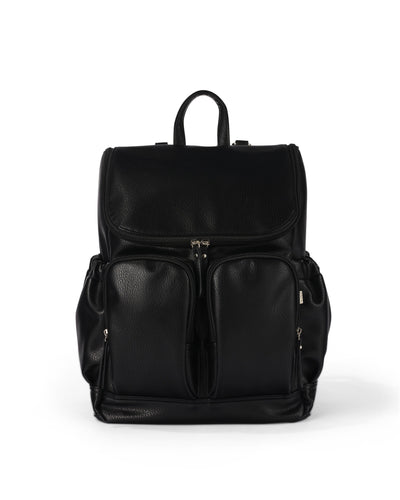 OiOi - Signature Nappy Backpack - Black Dimple Vegan Leather Backpacks OiOi 