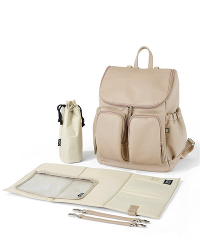 OiOi - Signature Nappy Backpack | Oat Vegan Leather Backpacks OiOi 