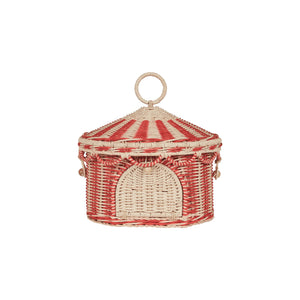 Olli Ella Rattan - Circus Tent Basket | Red & Straw