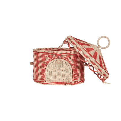 Olli Ella - Circus Tent Basket Red & Straw Basket Olli Ella 