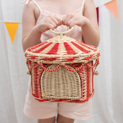 Olli Ella - Circus Tent Basket Red & Straw Basket Olli Ella 