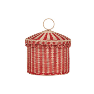 Olli Ella Rattan - Circus Tent Toy Basket | Red & Straw