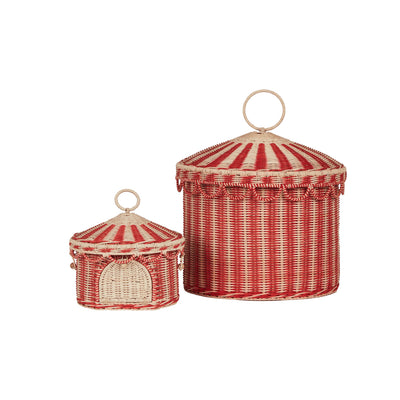 Olli Ella - Circus Tent Toy Basket Red & Straw Basket Olli Ella 