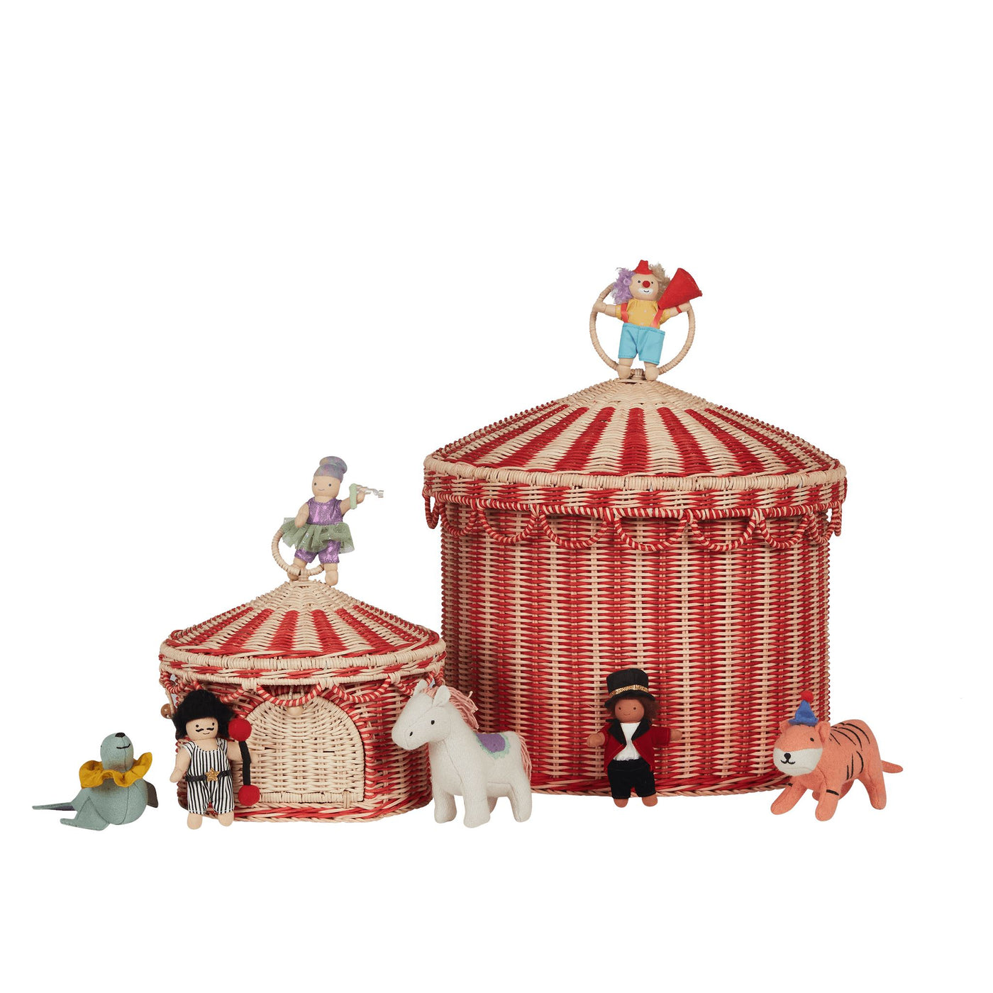 Olli Ella - Circus Tent Toy Basket Red & Straw Basket Olli Ella 