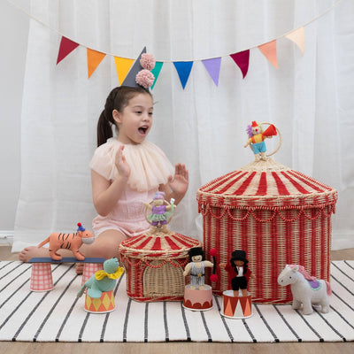 Olli Ella - Circus Tent Toy Basket Red & Straw Basket Olli Ella 