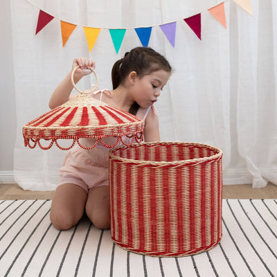 Olli Ella - Circus Tent Toy Basket Red & Straw Basket Olli Ella 