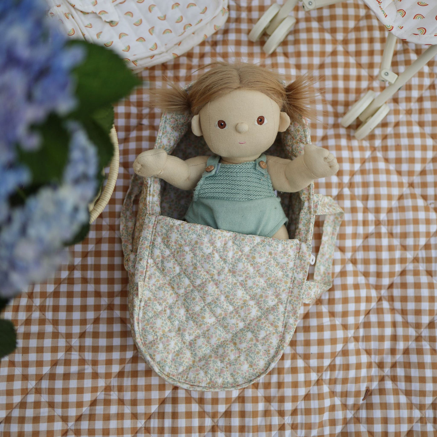 Olli Ella Dinkum Dolls - Quilted Carry Cot | Garden Floral Doll Accessories Olli Ella 