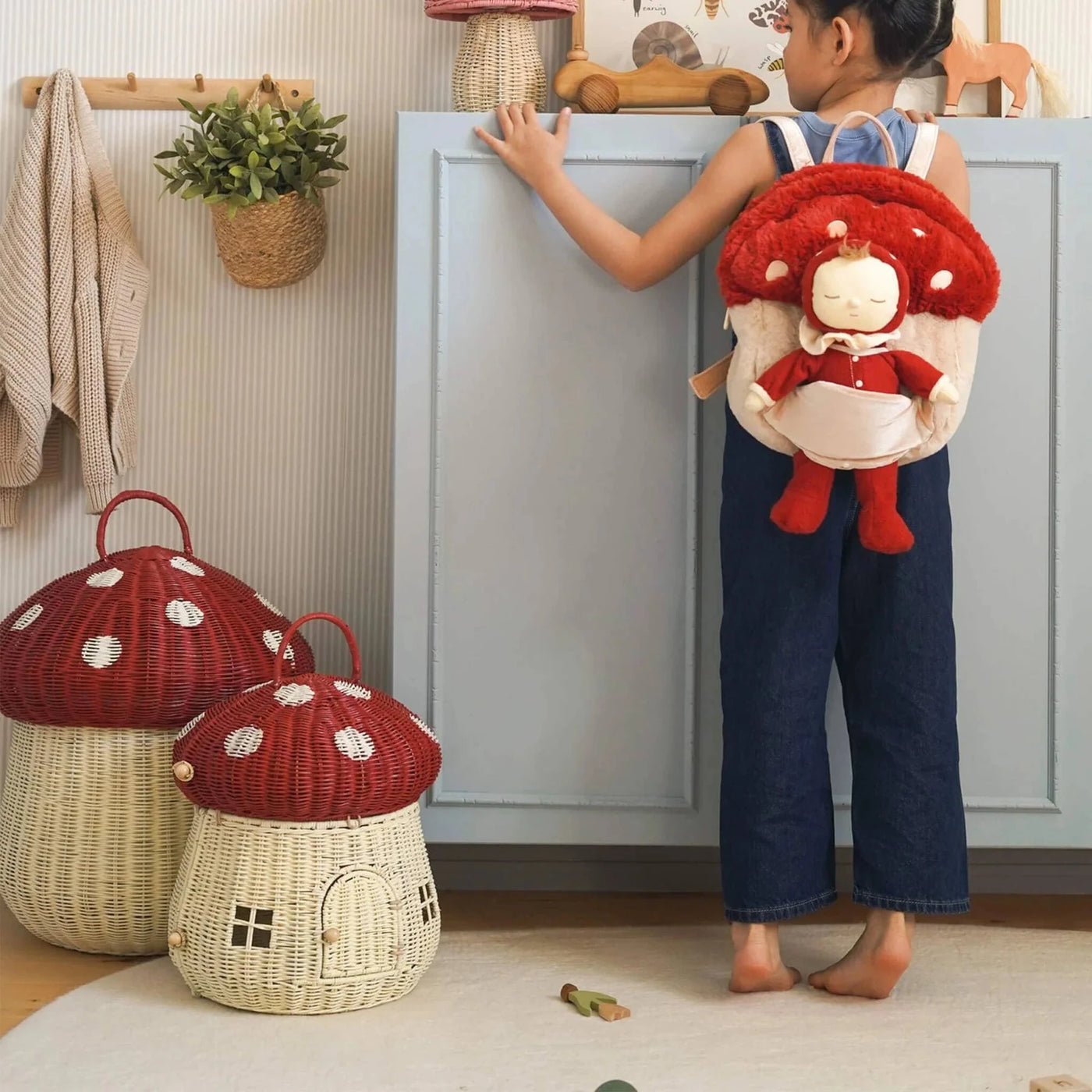 Olli Ella - Hopalong Mushroom Backpack & Dozy Dinkum - Toadstool Moppet Red Doll Olli Ella 