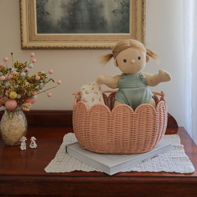 Olli Ella Ratten - Petal Basket | Seashell Pink - PREORDER Basket Olli Ella 