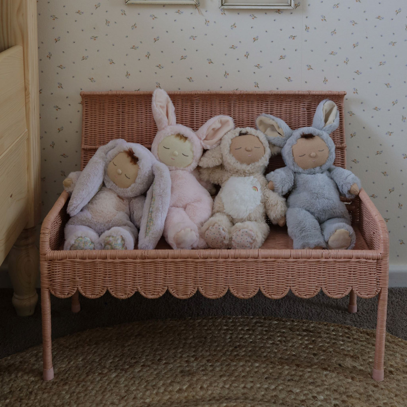 Olli Ella Ratten - Petal Storie Bench | Seashell Pink - PREORDER Basket Olli Ella 