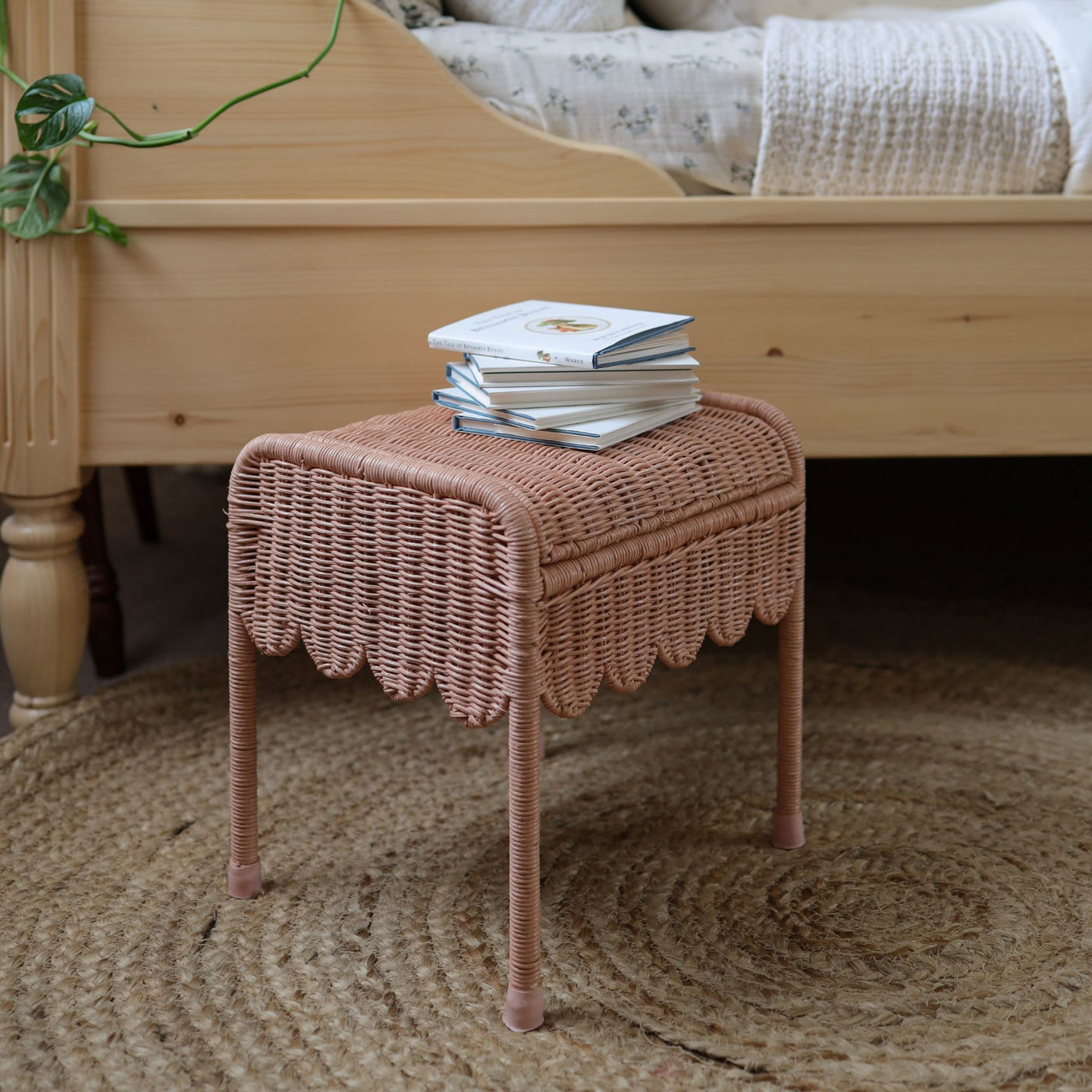 Olli Ella Ratten - Petal Storie Stool | Seashell Pink - PREORDER Basket Olli Ella 