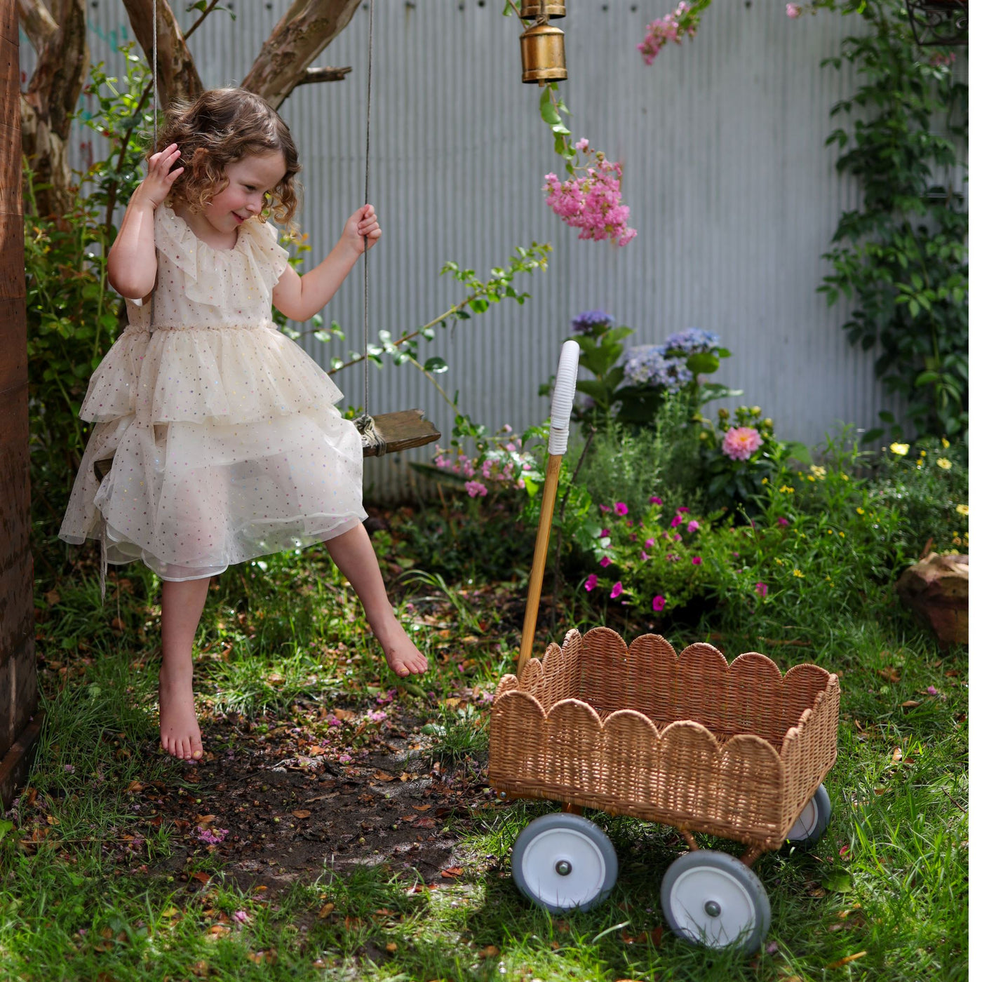 Olli Ella Ratten - Petal Wonder Wagon | Natural - PREORDER Basket Olli Ella 