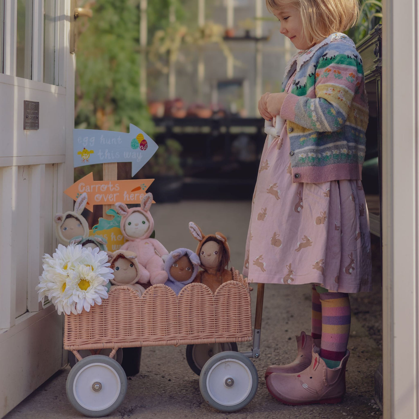 Olli Ella Ratten - Petal Wonder Wagon | Seashell Pink - PREORDER Basket Olli Ella 