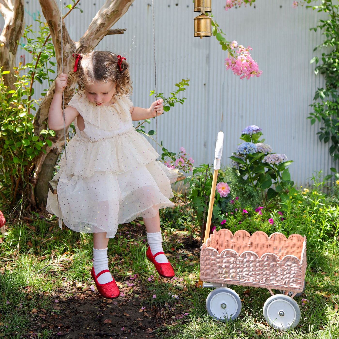 Olli Ella Ratten - Petal Wonder Wagon | Seashell Pink - PREORDER Basket Olli Ella 