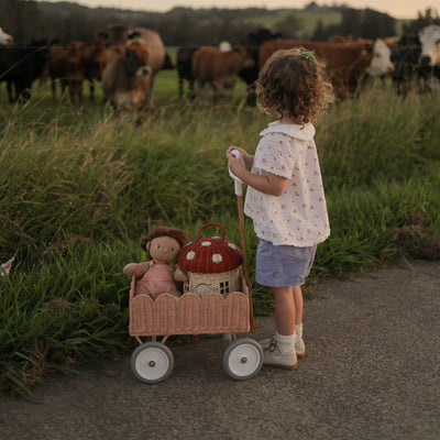 Olli Ella Ratten - Petal Wonder Wagon | Seashell Pink - PREORDER Basket Olli Ella 