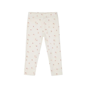 Jamie Kay Fine Rib Legging - Simple Flowers Egret - Organic Cotton