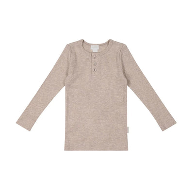 PRE-ORDER Jamie Kay Organic Cotton Modal Long Sleeve Henley - Powder Pink Marle Long Sleeve T-Shirt Jamie Kay 