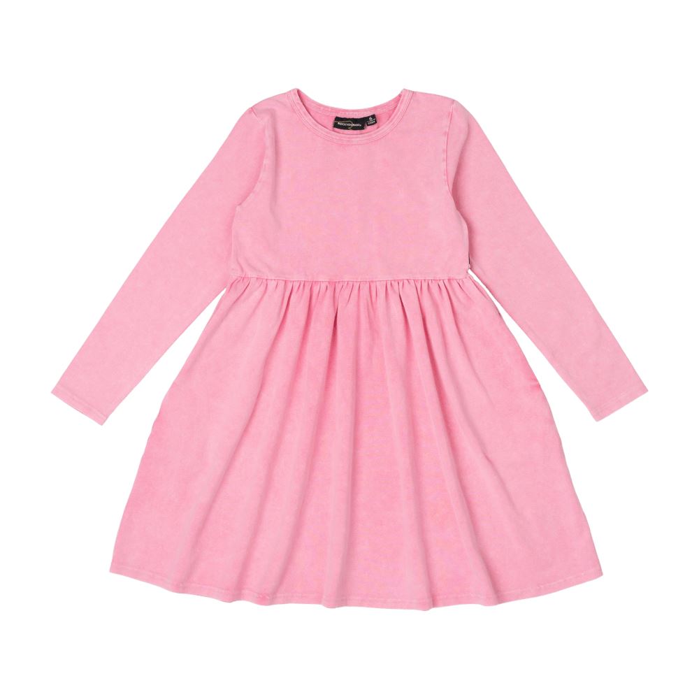 PRE ORDER Rock Your Baby Pink Washed Dress Long Sleeve Dress Rock Your Baby 