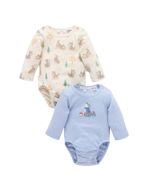 Purebaby - 2 Pack Bodysuit | Wolf Cub