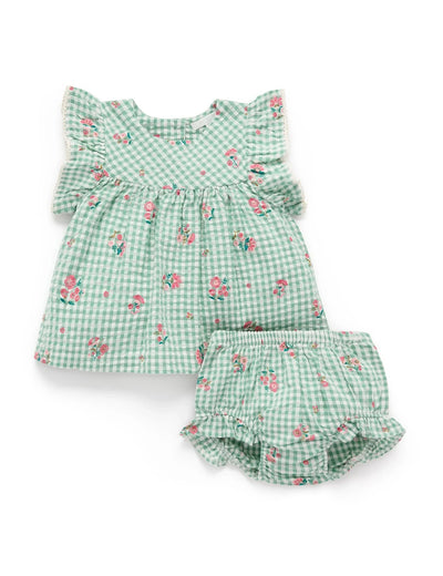 Pure Baby - Frida Gingham Bloomer Set Matching Set Purebaby 