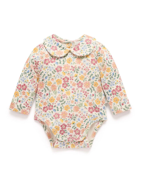 Purebaby - Thick Bodysuit with Collar | Wild Flower