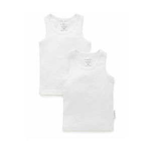 Purebaby - 2 Pack Rib Singlet | White