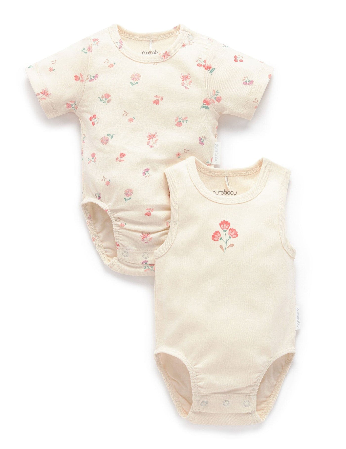 Purebaby - 2 Pack Ribbed Bodysuit | Emilia Bodysuit Purebaby 