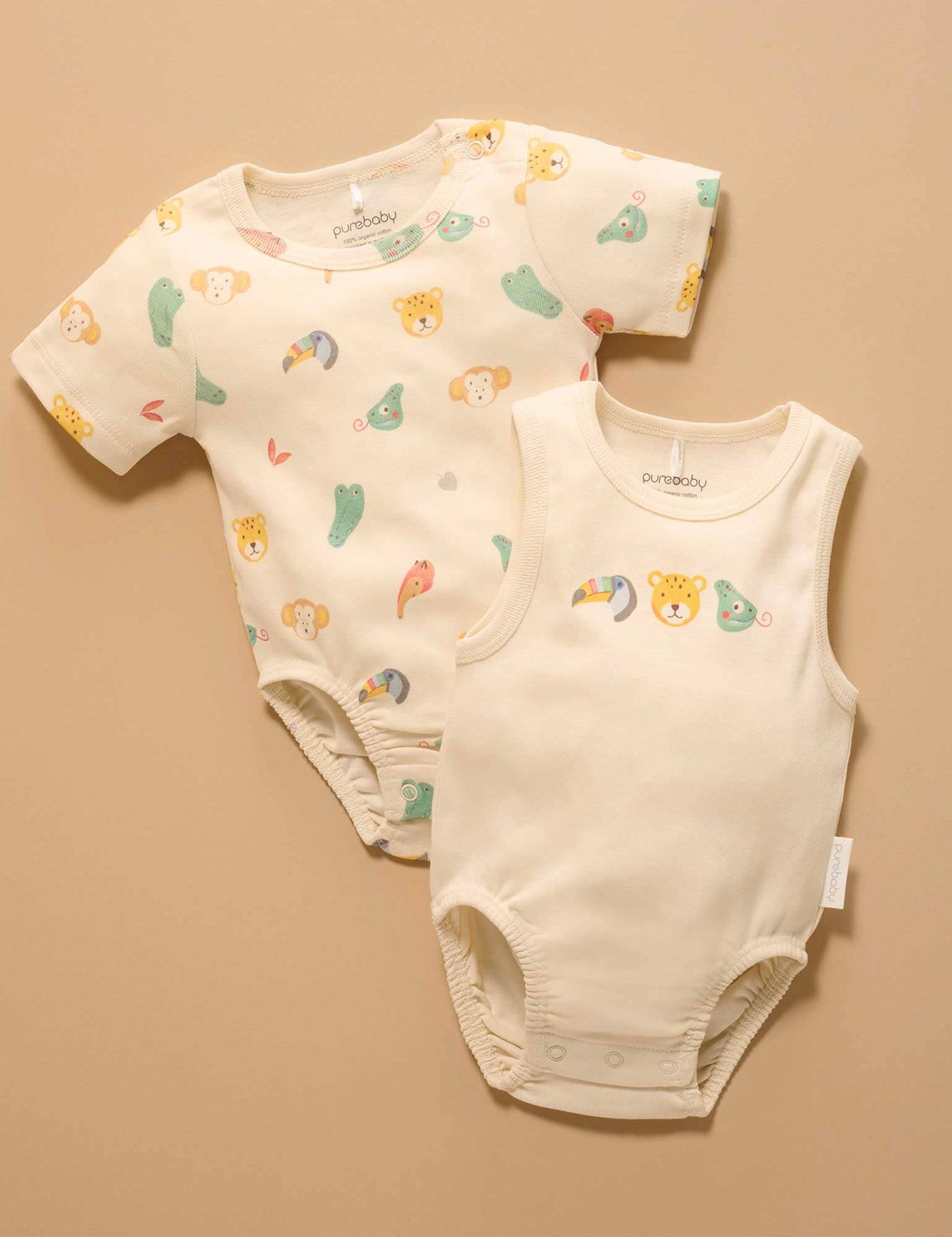Purebaby - 2 Pack Ribbed Bodysuit | Fiesta Bodysuit Purebaby 
