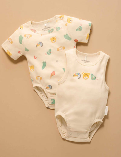 Purebaby - 2 Pack Ribbed Bodysuit | Fiesta Bodysuit Purebaby 