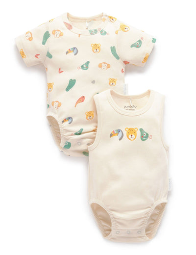 Purebaby - 2 Pack Ribbed Bodysuit | Fiesta Bodysuit Purebaby 