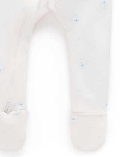 Purebaby - 2 Pack Zip Growsuit | Pale Blue Bear Growsuit Purebaby 