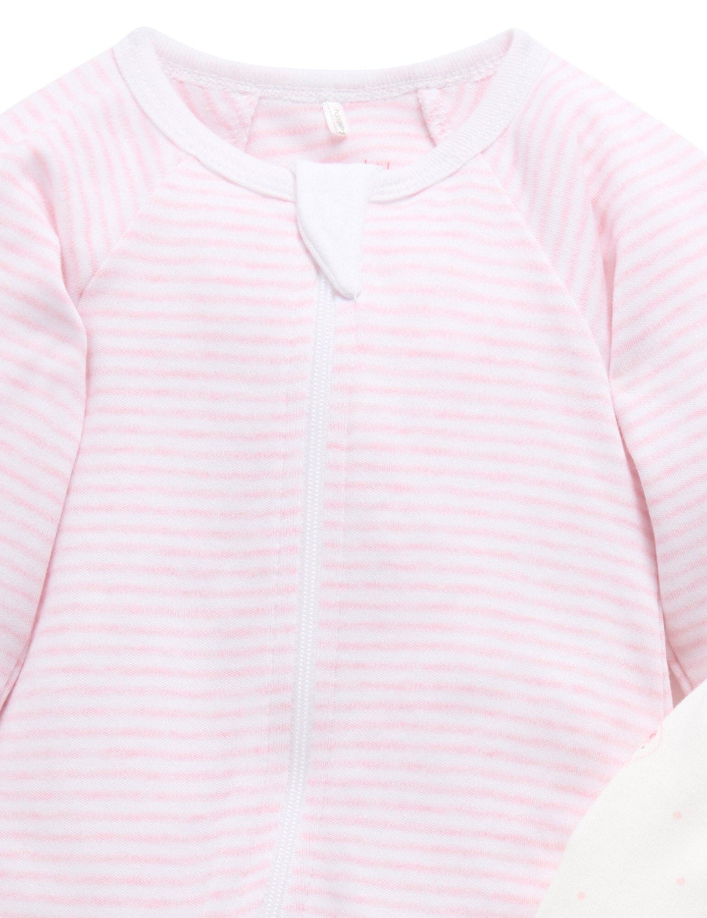 Purebaby - 2 Pack Zip Growsuit | Pale Pink Bear Growsuit Purebaby 