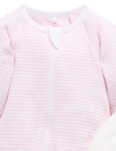 Purebaby - 2 Pack Zip Growsuit | Pale Pink Bear Growsuit Purebaby 
