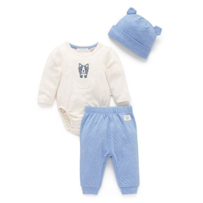 Purebaby - 3 Piece Gift Set | Bluestone Melange Matching Set Purebaby 