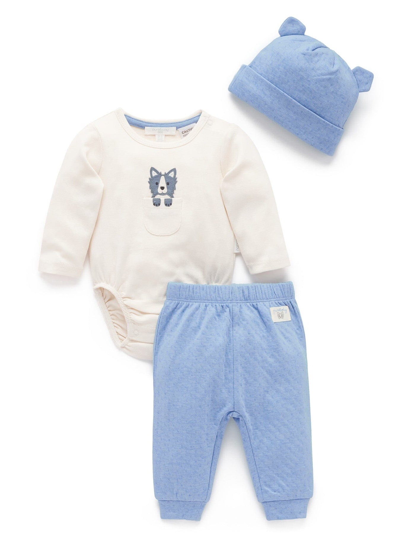 Purebaby - 3 Piece Gift Set | Bluestone Melange Matching Set Purebaby 