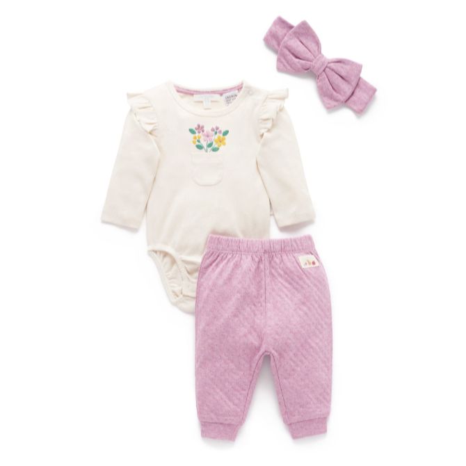 Purebaby - 3 Piece Gift Set | Lavender Melange Matching Set Purebaby 