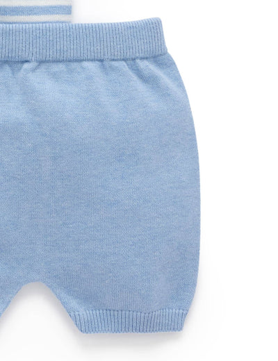 Purebaby - Blue Knitted Polo Set Matching Set Purebaby 