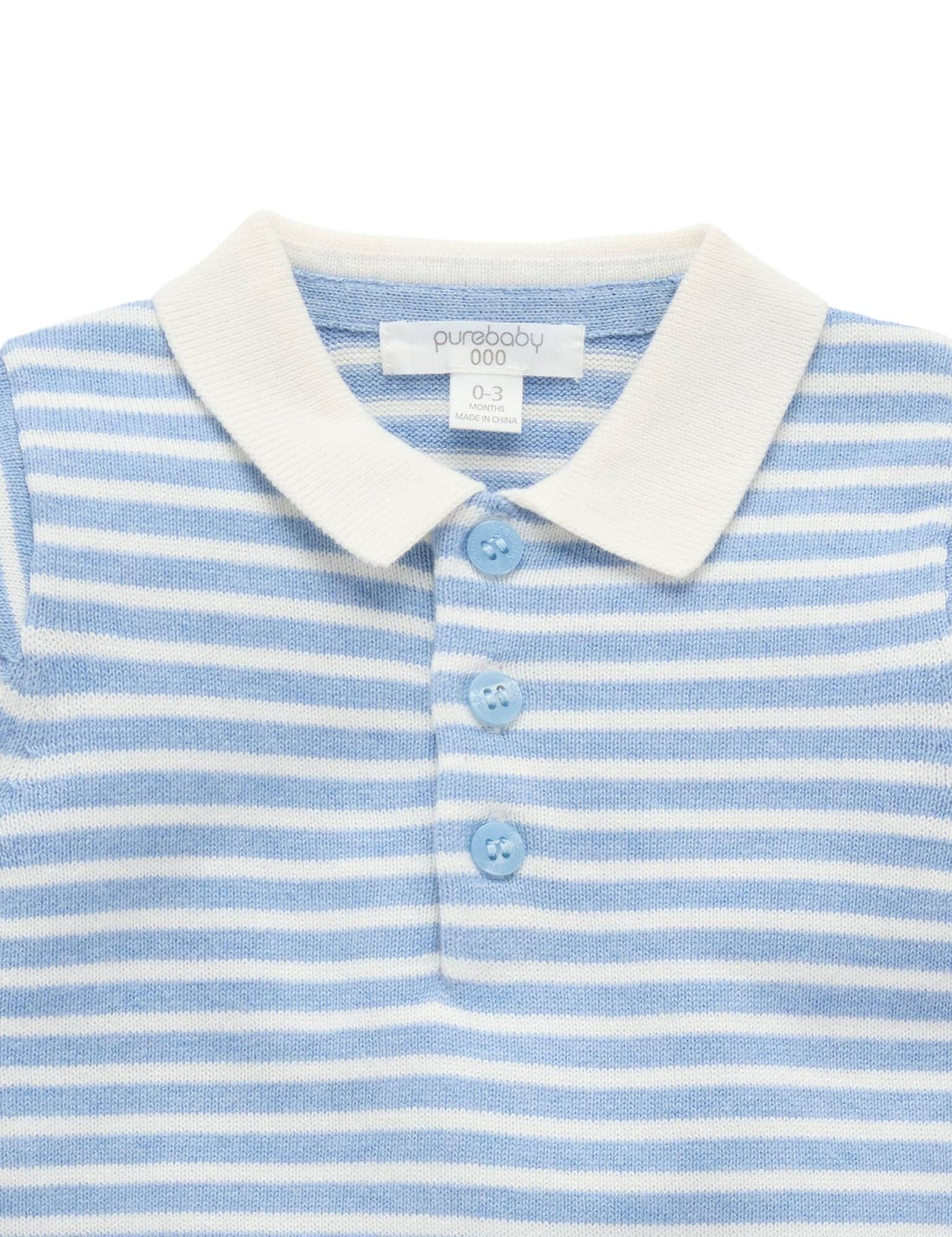 Purebaby - Blue Knitted Polo Set Matching Set Purebaby 