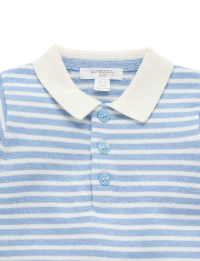 Purebaby - Blue Knitted Polo Set Matching Set Purebaby 
