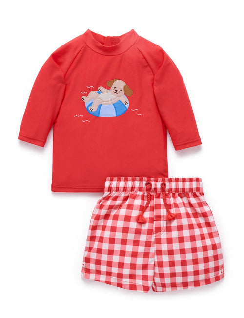 Purebaby - Board Short & Rashie Set | Sunset Gingham