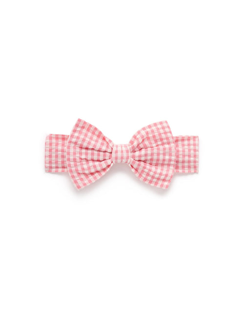 Purebaby - Bow Headband | Pomegranate Gingham