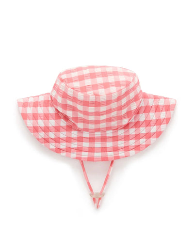 Purebaby - Broad Brim Swim Hat | Pomegranate Gingham Swim Hats Purebaby 