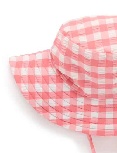 Purebaby - Broad Brim Swim Hat | Pomegranate Gingham Swim Hats Purebaby 