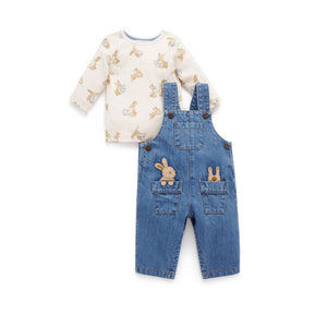 Purebaby - Bunny Denim Overall Set