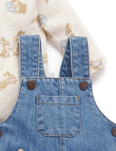 Purebaby - Bunny Denim Overall Set Matching Set Purebaby 