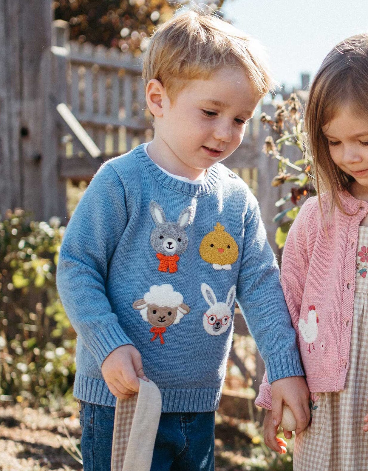 Purebaby - Bunny Friends Jumper | Bluestone Melange Knitted Jumper Purebaby 