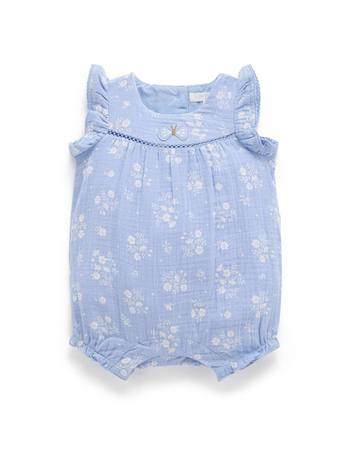 Purebaby - Butterfly Romper | Sky Floral Print
